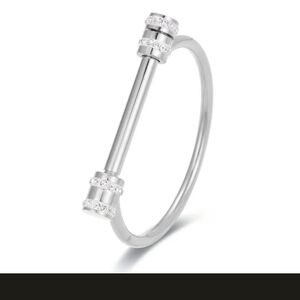 Silver stainless rhinestone steel bar bangle bracelet